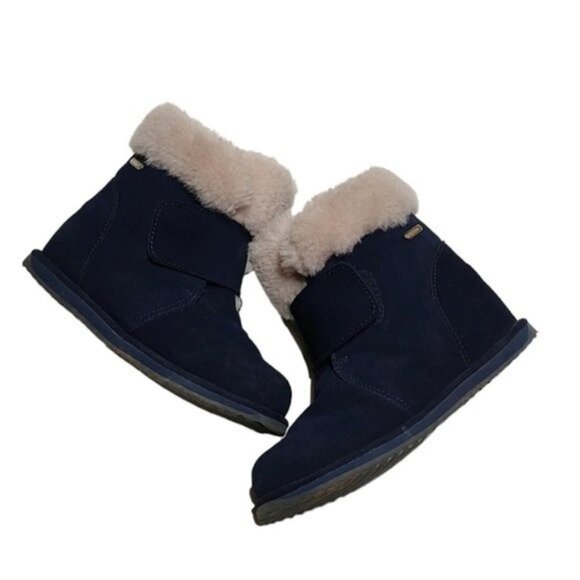 Emu Australia Sommers Dark Blue Suede Merino Wool Lined Waterproof Boots 3 - Picture 1 of 10